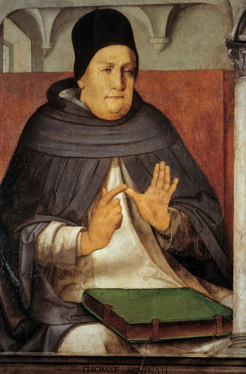 Reprezentace sv. Tomáše Akvinského (1225-1274) učitele církve Malba na dřevě Juste de Ghent (Joos van Wassenhove) (kolem 1435-kolem 1475) (ec.flam.) 15. století Sun. 1,14x0,76 m od Joos van Gent (fl.1460 75)
