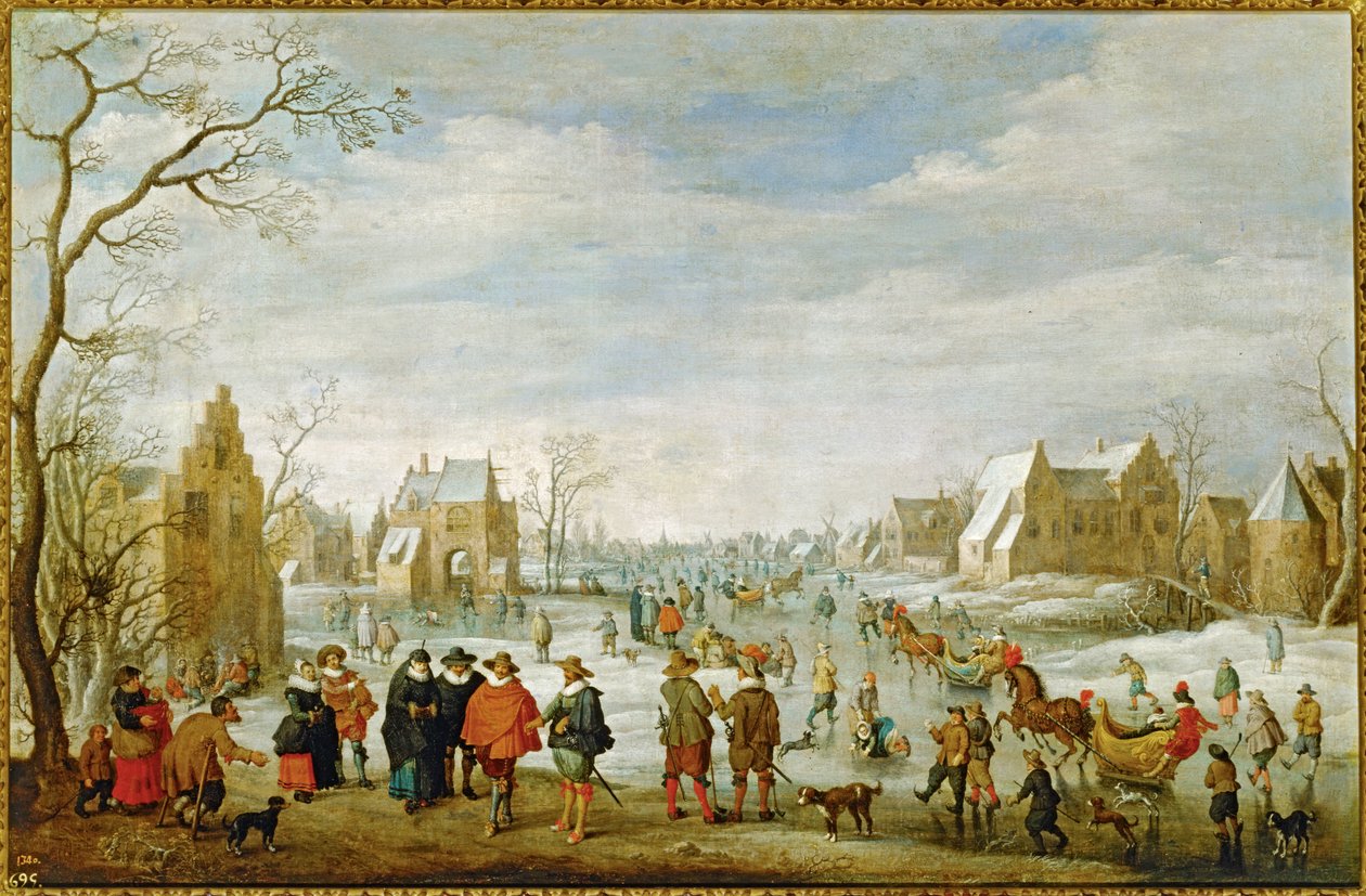 Zimní krajina s bruslaři ... (malba na plátně) od Joost Cornelisz Droochsloot