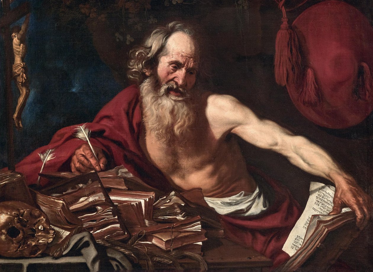 Svatý Jeroným ve své cele, 1654. od Joost Van de Hamme