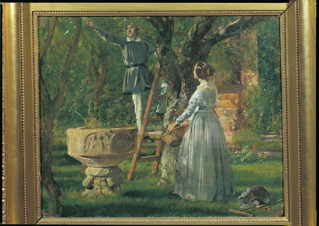 Zahrada v Ringsted se starověkou křtitelnicí, 1850 od Jorgan Roed