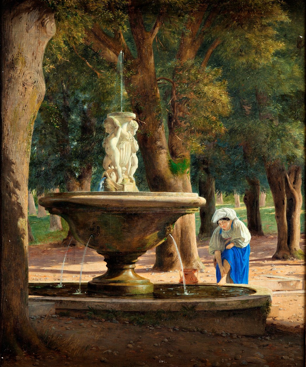 Scéna ze zahrady vily Borghese v Římě, asi 1839 (olej na plátně) od Jorgen Roed