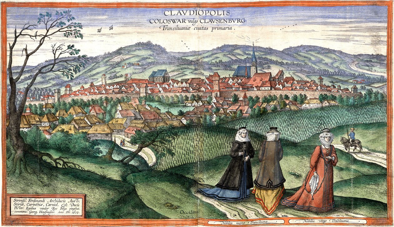 Clavdiopolis, Coloswar běžně známý jako Clavsenbvrg, hlavní město Transylvánie od Joris Hoefnagel