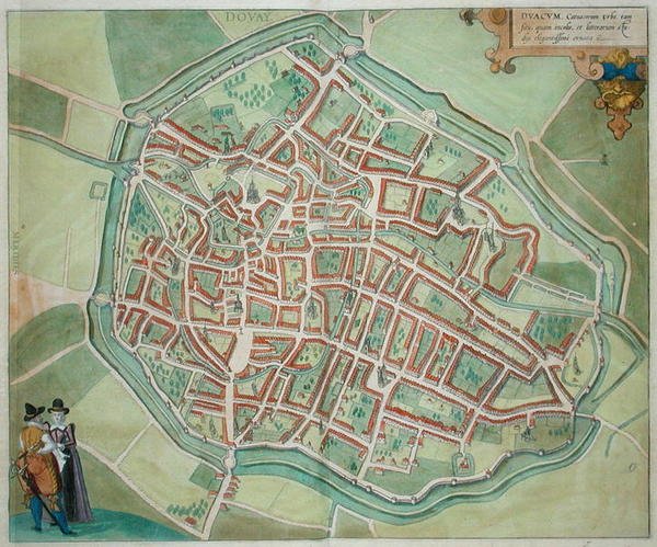 Plán Dovay, z „Civitates Orbis Terrarum“ od Georga Brauna (1541-1622) a Franse Hogenburga (1535-90), kolem roku 1572 (barevná rytina) od Joris (after) Hoefnagel