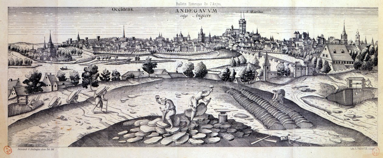 Břidlicový lom v Angers, 1561 od Joris Hoefnagel