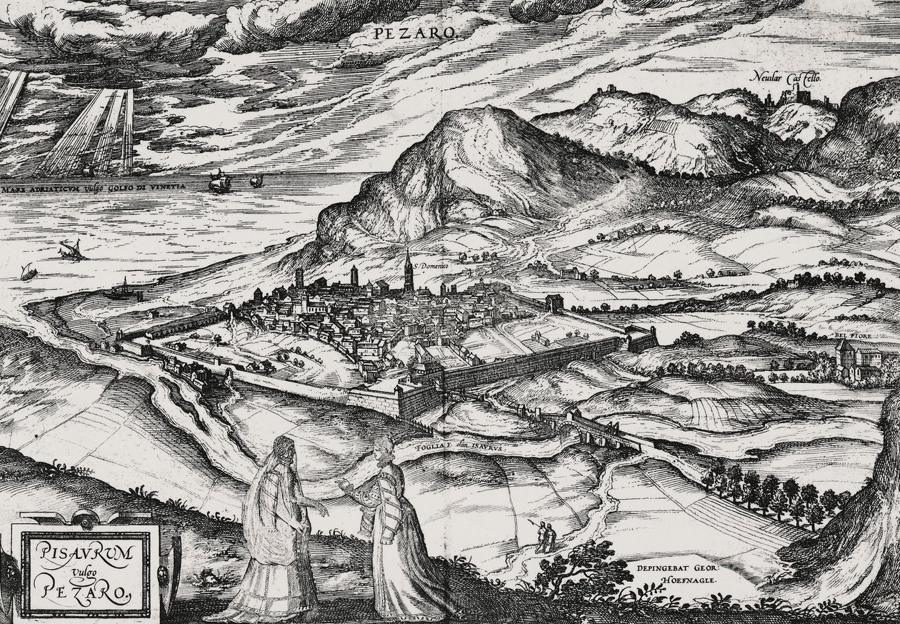 Město Pesaro, rytina od Joris Hoefnagel (1542-1601) od Joris Hoefnagel