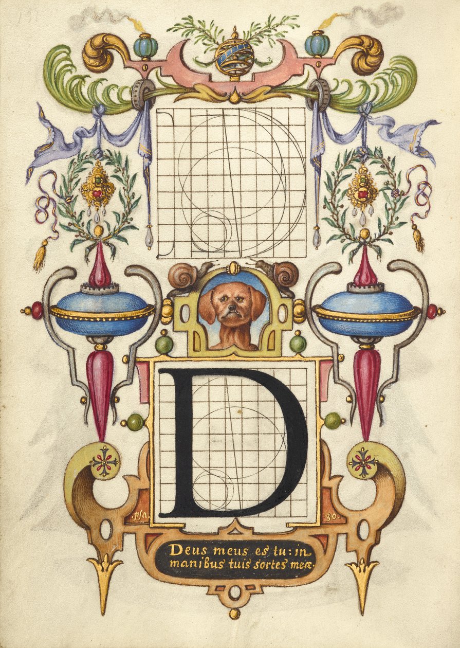 Anleitung zum Konstruieren des Buchstabens D od Joris Hoefnagel