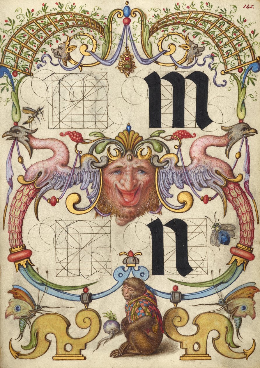 Anleitung zum Konstruieren der Buchstaben m und n od Joris Hoefnagel