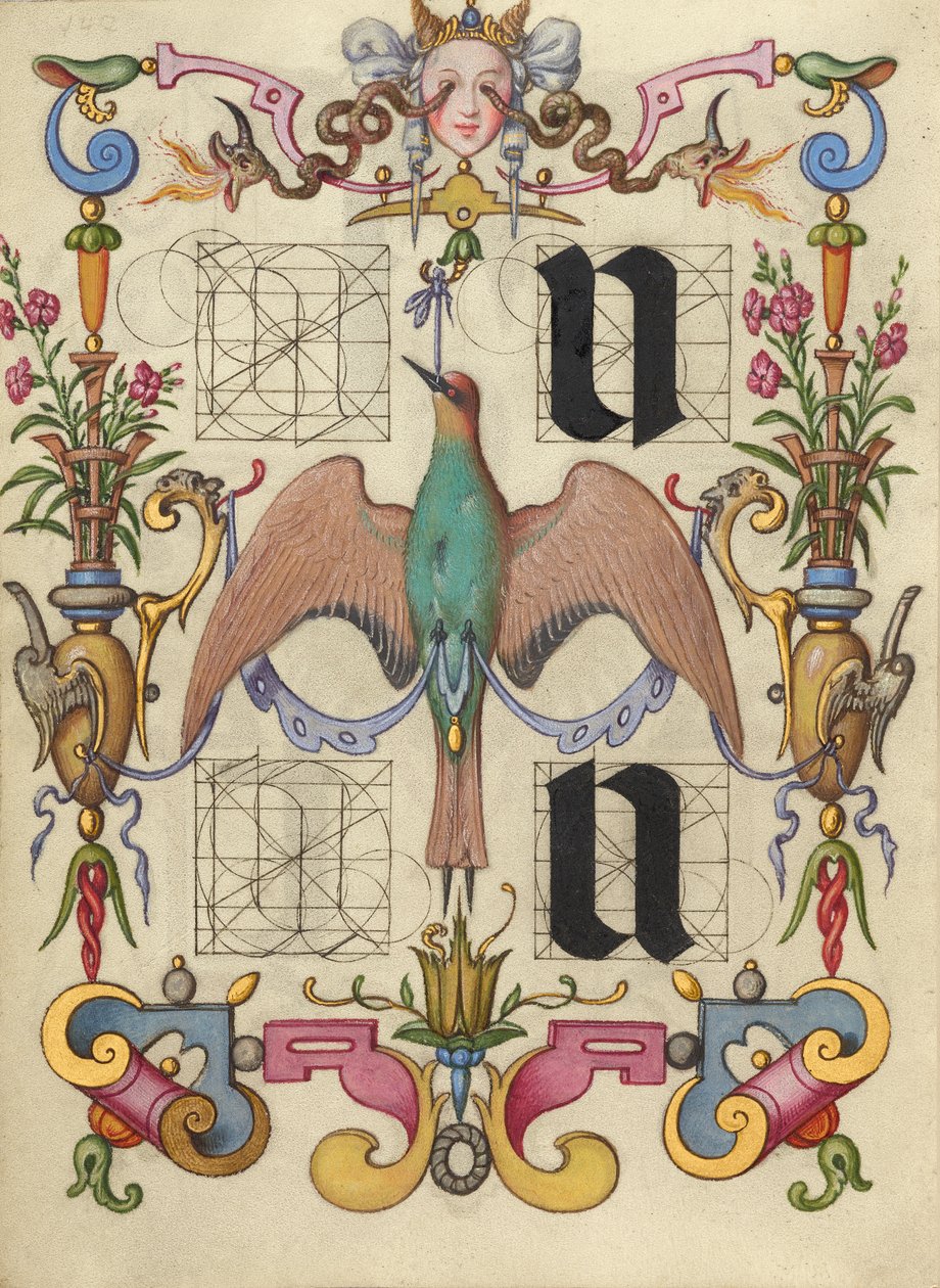 Anleitung zum Konstruieren der Buchstaben u und v od Joris Hoefnagel