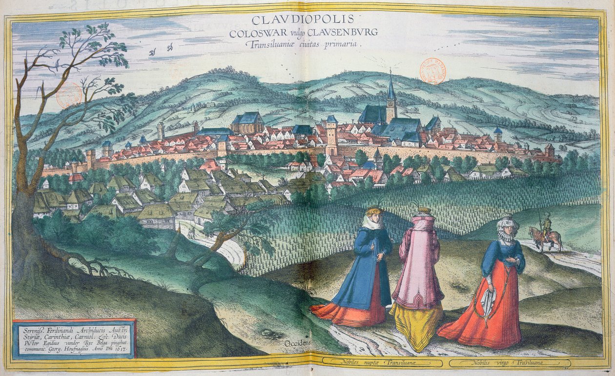 Mapa Claudiopolis, z „Civitates Orbis Terrarum“ od Georga Brauna (1541-1622) a Franse Hogenberga (1535-90) Brusel, 1574 od Joris Hoefnagel