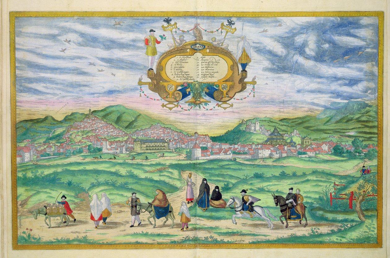 Mapa Granady, z „Civitates Orbis Terrarum“ od Georga Brauna (1541-1622) a Franse Hogenberga (1535-90), 1563 od Joris Hoefnagel
