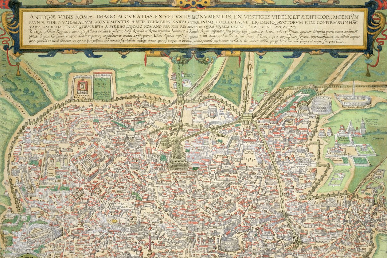 Mapa Říma z „Civitates Orbis Terrarum“ od Georga Brauna (1541-1622) a Franse Hogenberga (1535-90) kolem 1572-1617 (viz 138961) od Joris Hoefnagel