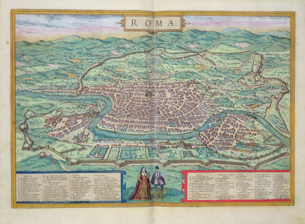 Mapa Říma, z „Civitates Orbis Terrarum“ od Georga Brauna (1541-1622) a Franse Hogenberga (1535-90), kolem 1572 od Joris Hoefnagel