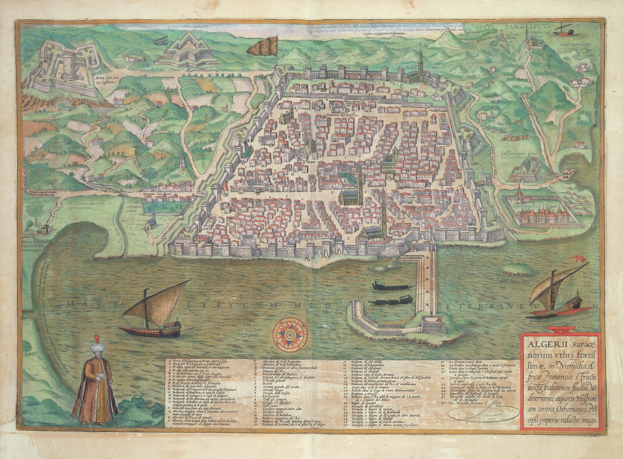 Mapa Toleda, z „Civitates Orbis Terrarum“ od Georga Brauna (1541-1622) a Franse Hogenberga (1535-90), 1566 od Joris Hoefnagel