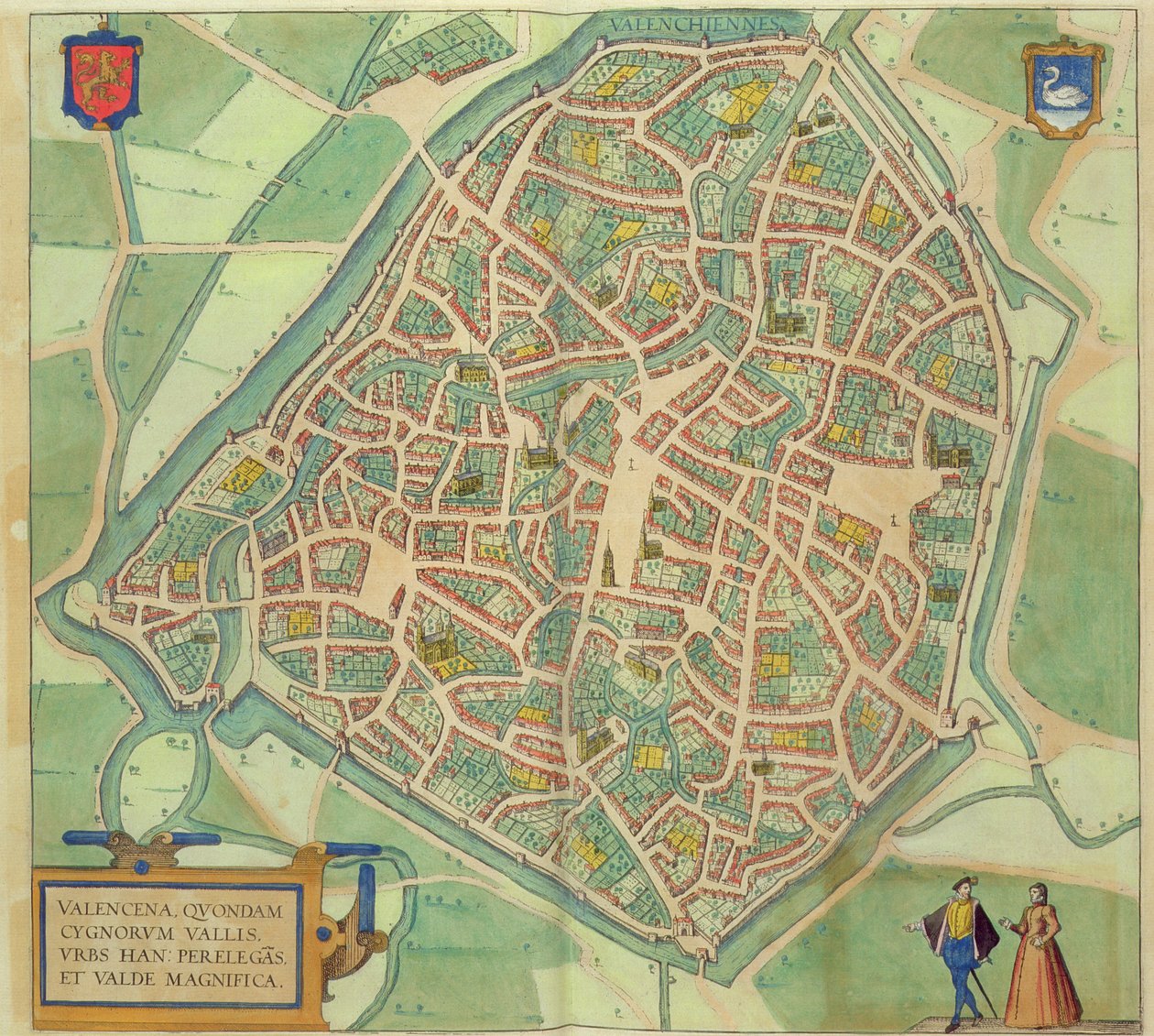 Mapa Valencie, z „Civitates Orbis Terrarum“ od Georga Brauna (1541-1622) a Franse Hogenberga (1535-90) kolem 1572-1617 od Joris Hoefnagel