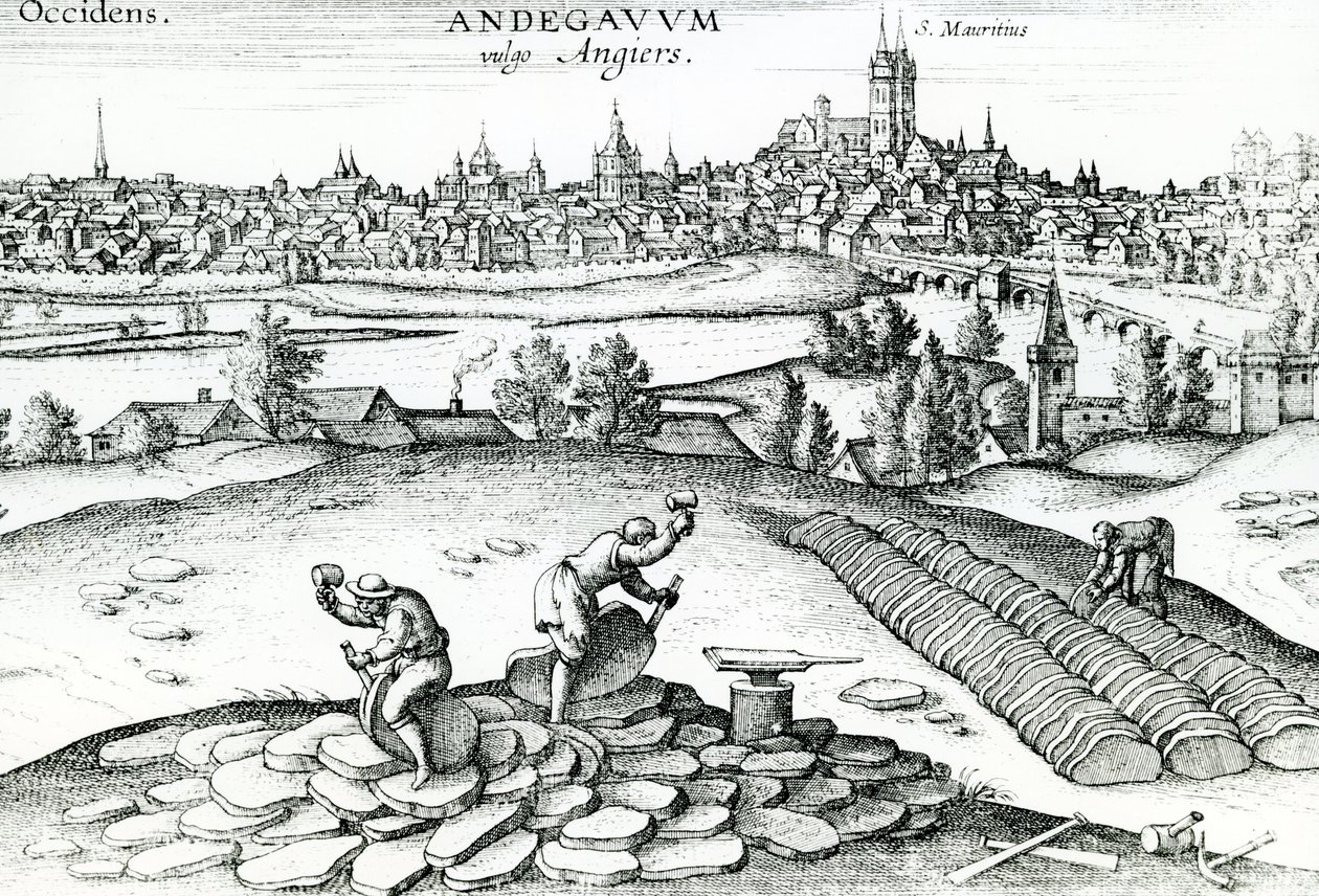 Břidlicový lom v Angers, 1561 od Joris Hoefnagel