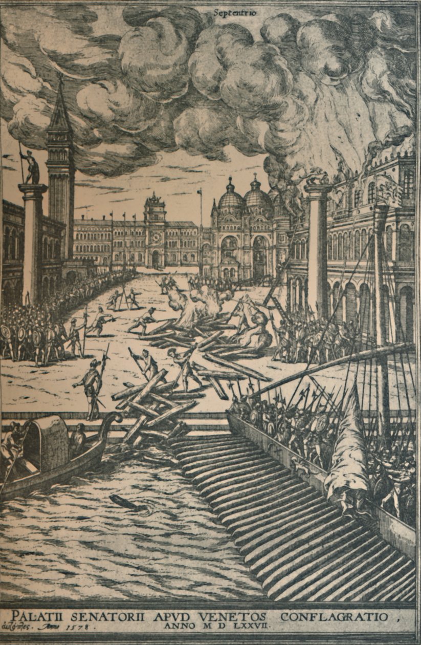 Spálení dóžecího paláce, 1578, 1925. od Joris Hoefnagel
