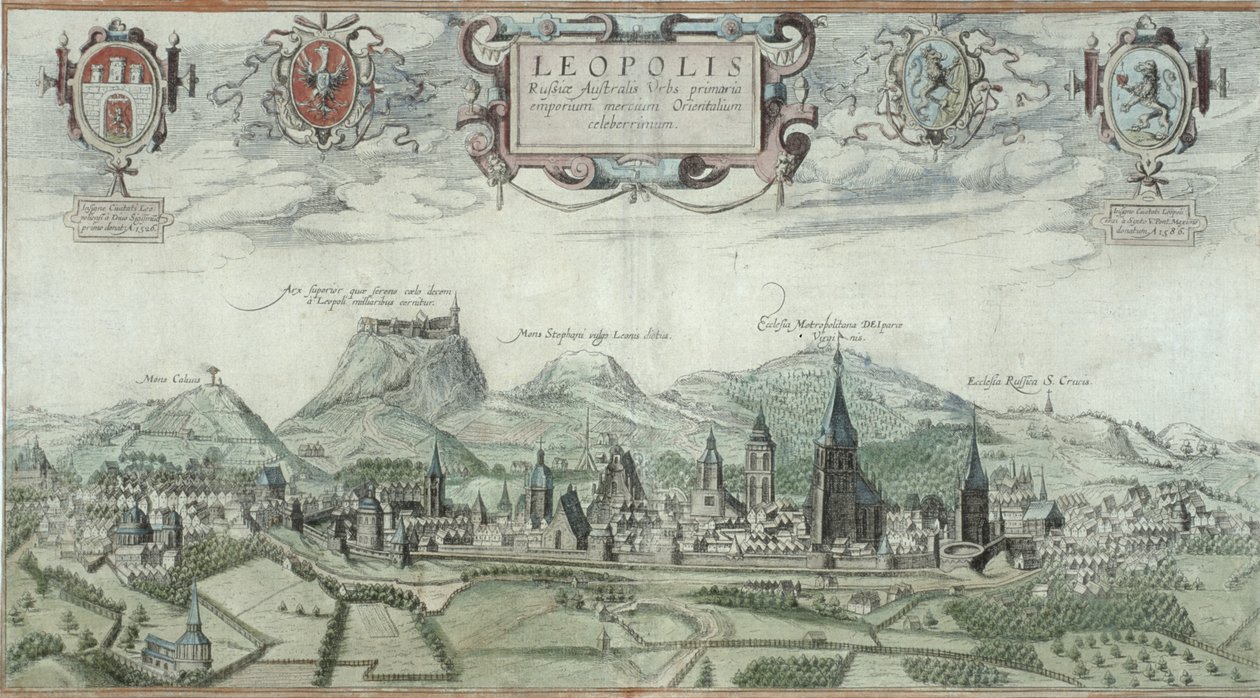Pohled na Leopolis, z „Civitates Orbis Terrarum“ od Georga Brauna (1541-1622) a Franse Hogenberga (1535-90) od Joris Hoefnagel