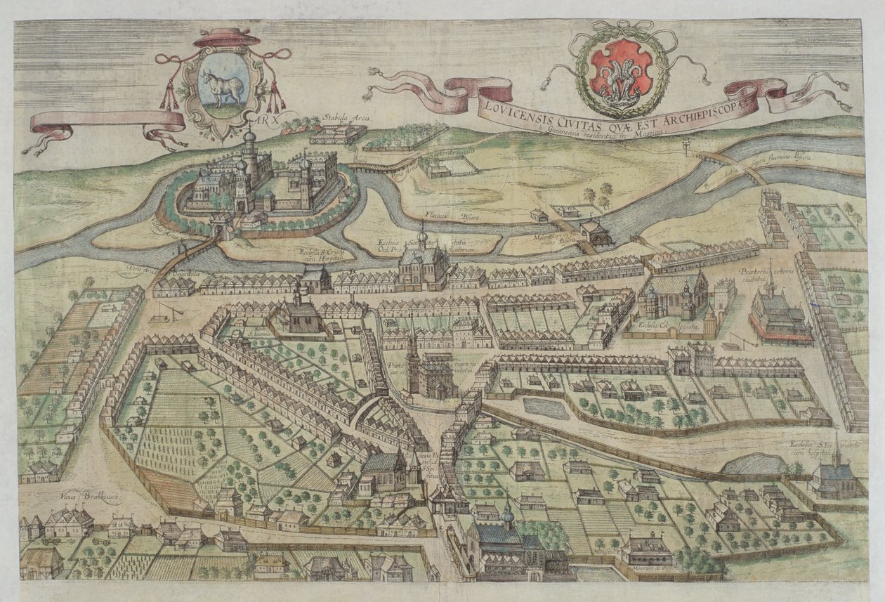 Pohled na Lowicz, z „Civitates Orbis Terrarum“ od Georga Brauna (1541-1622) a Franse Hogenberga (1535-90) od Joris Hoefnagel