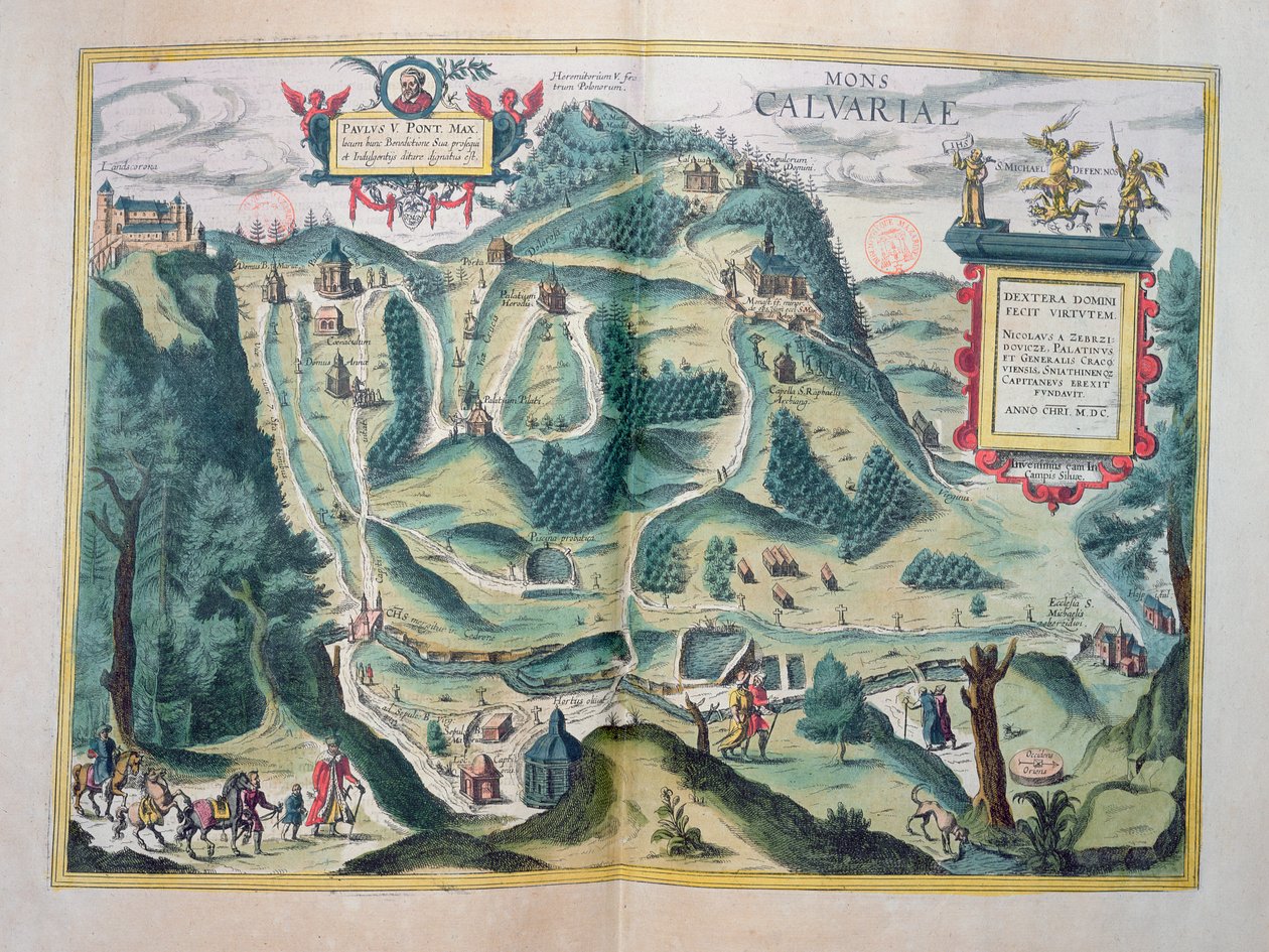 Pohled na Zebrzydowského kalvárii z „Civitates Orbis Terrarum“ od Georga Brauna (1541-1622) a Franse Hogenberga (1535-90), kolem r. 1617 od Joris Hoefnagel