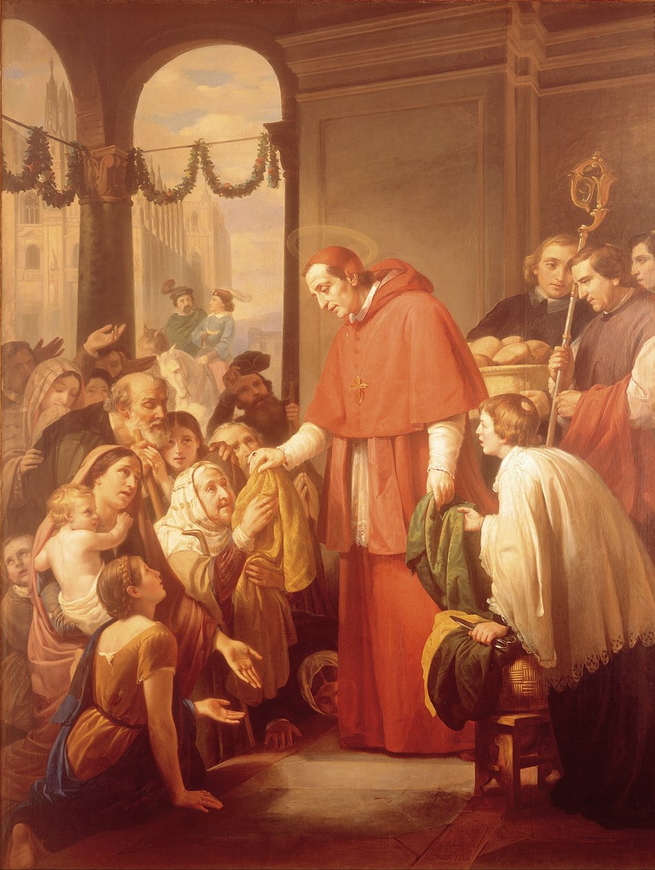 Svatý Karel Boromejský rozdává lidem almužnu od José Salomé Pina