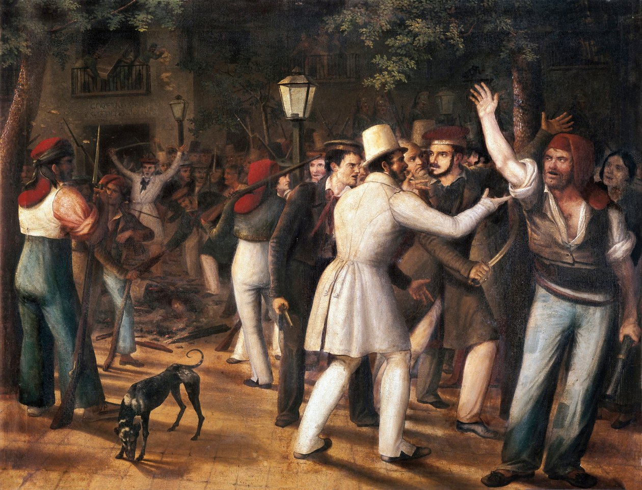 Vzpoura na Ramblas, Barcelona (lidové povstání 5. srpna 1835) od José Arrau y Barba