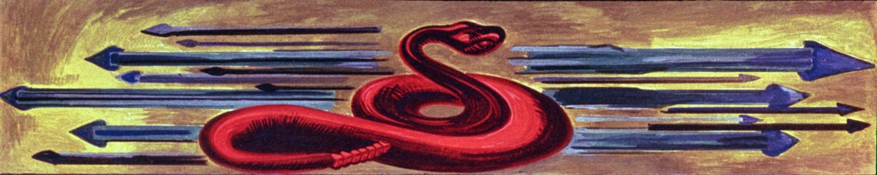Dekorativní panel s hadem z Eposu americké civilizace od José Clemente Orozco