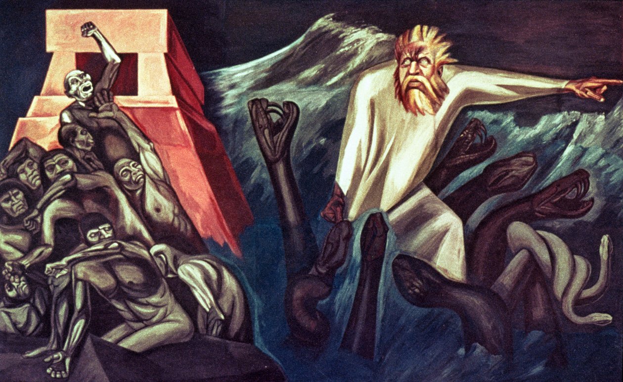 Odchod Quetzalcoatla z Eposu americké civilizace od José Clemente Orozco