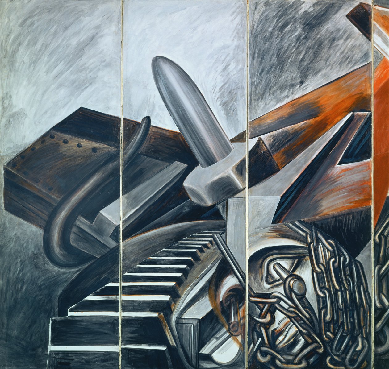 Potápěčský bombardér a tank od José Clemente Orozco