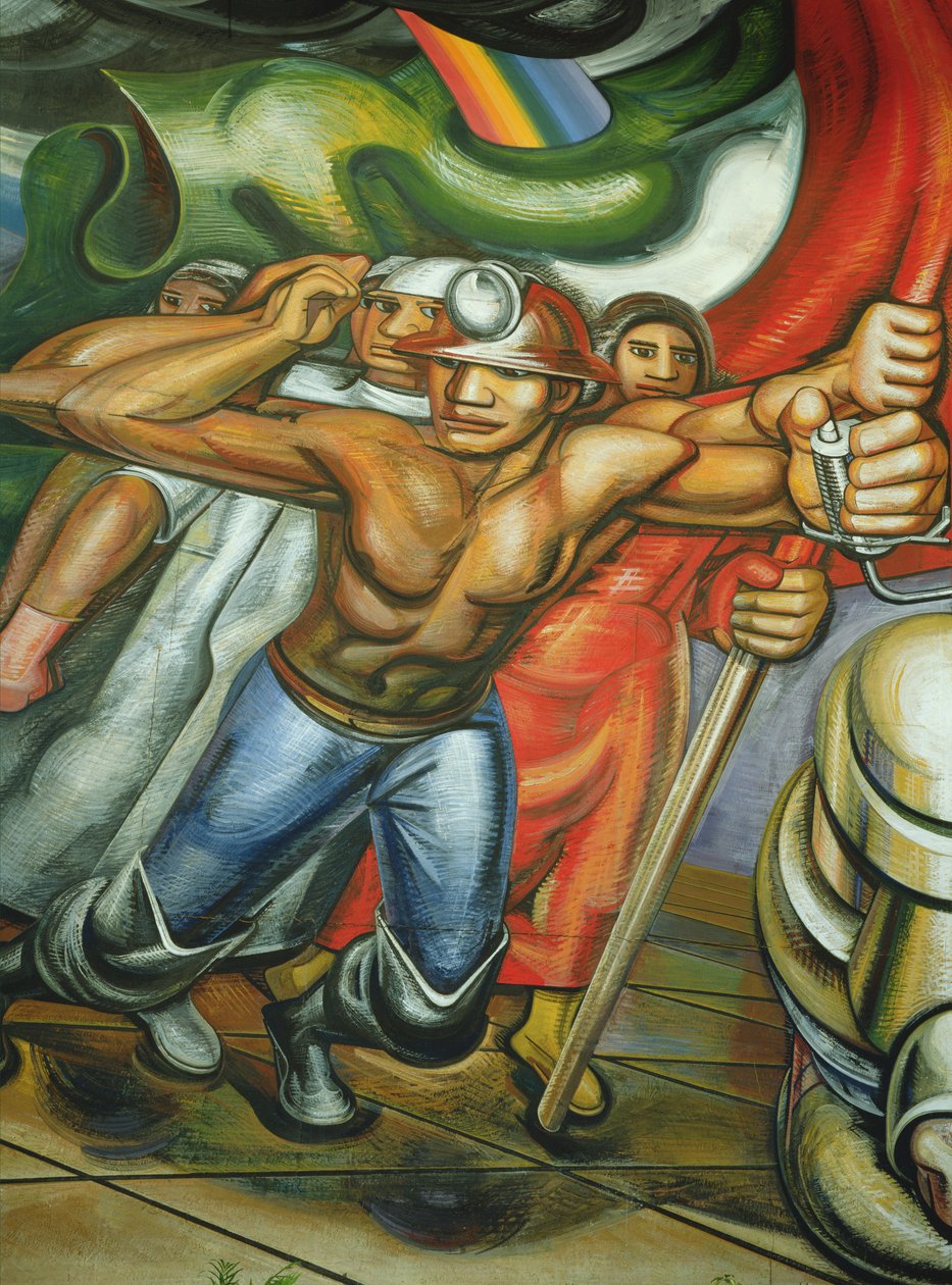 Průvod dělníků a horníků z cyklu „Mexičan volá po sociálním zabezpečení“ (freska) od José Clemente Orozco