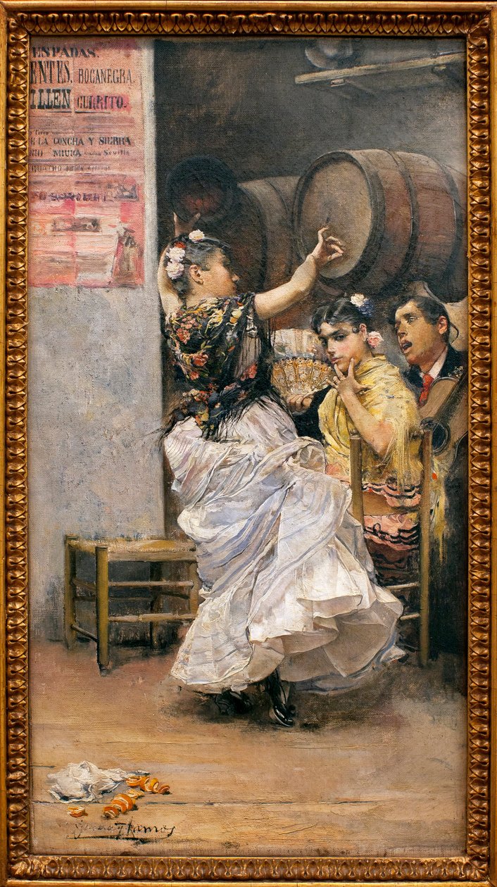Dance Buleria (flamenco) - obraz od Jose Garcii Ramose (1852-1912), olej na plátně od José García Ramos