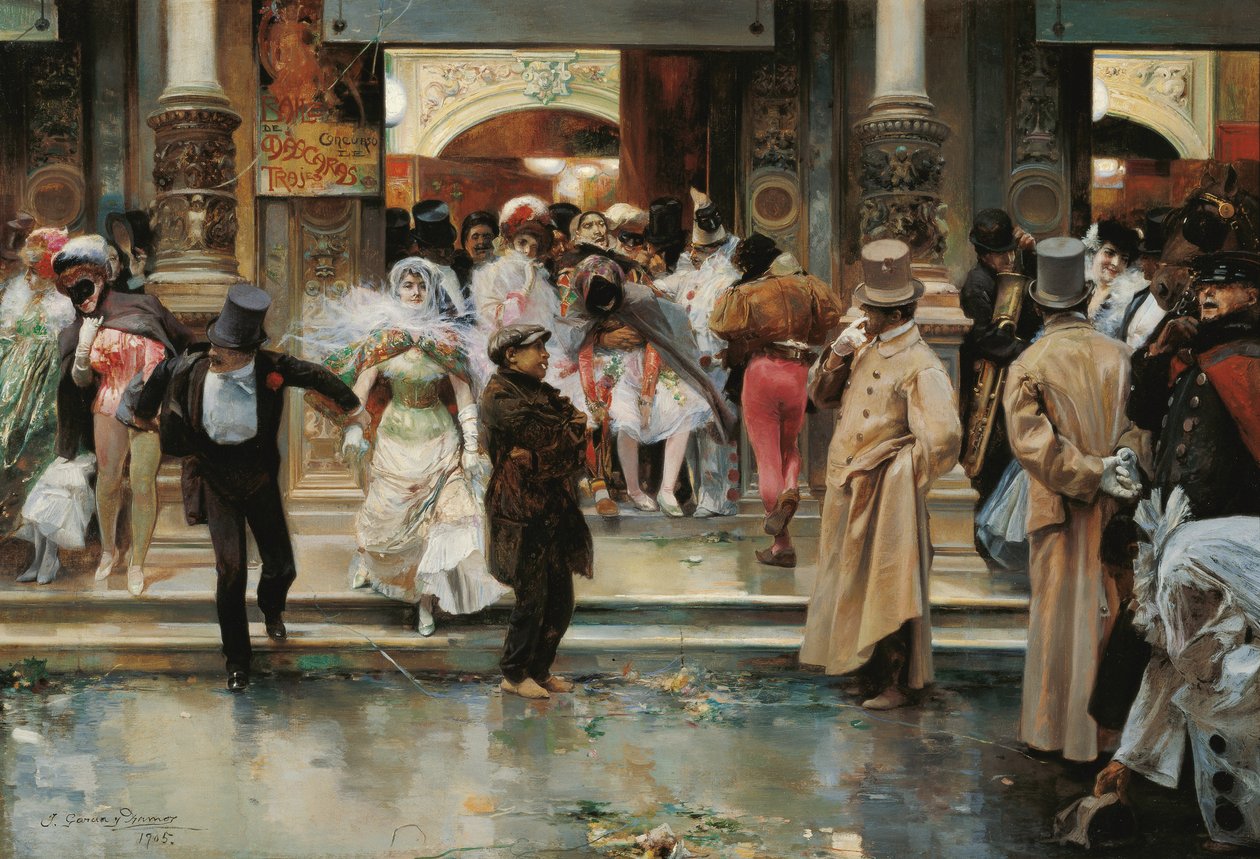 Odcházení z maškarního plesu - Garcia y Ramos, Jose (1852-1912) - 1905 - Olej na plátně - 70,5x104,1 - Museo Carmen Thyssen, Malaga od José García Ramos