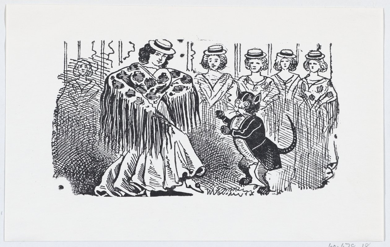 Žena tančí s kočkou v obleku, ca. 1880-1910, ca. 1880-1910. od José Guadalupe Posada