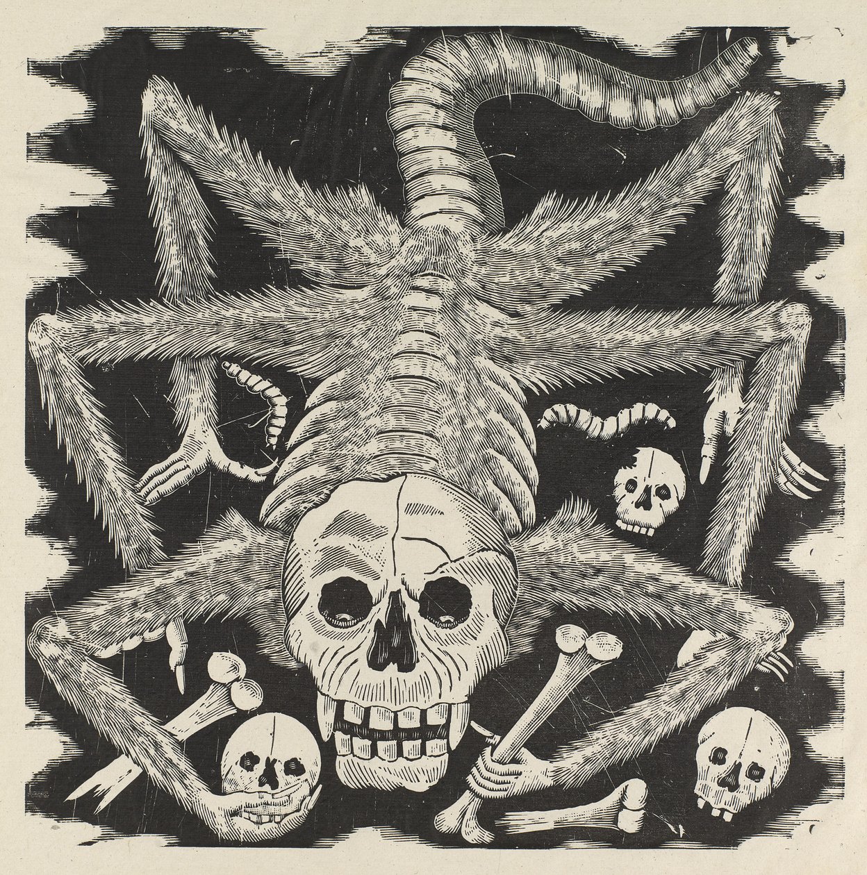 Calavera huertista, kolem 1914, tištěno 1930 (fotreliéfní lept s rytinou) od José Guadalupe Posada