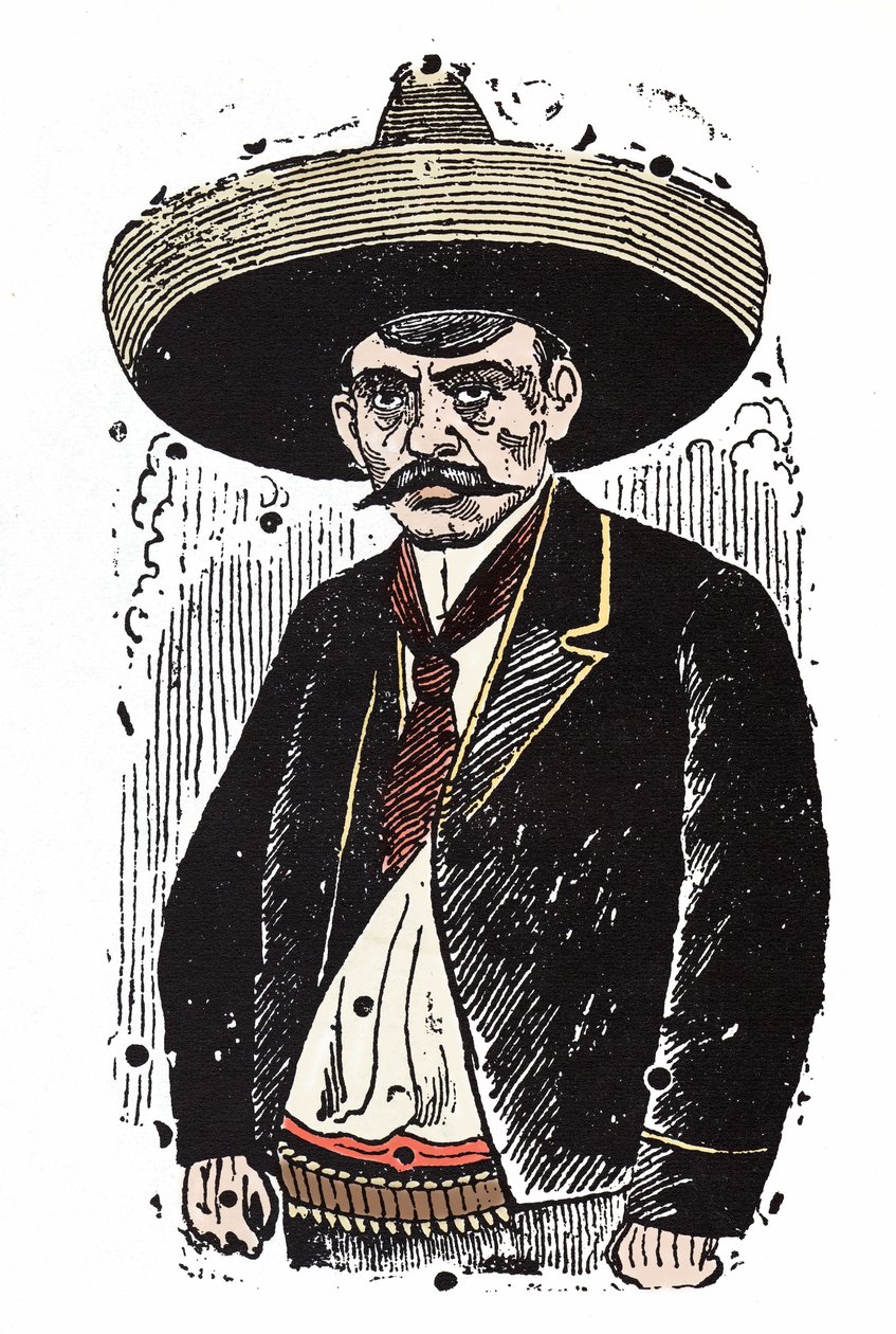 Emiliano Zapata (1880-1919), mexický revolucionář. Xylografie od Jose Guadalupe Posada (1852-1913). od José Guadalupe Posada