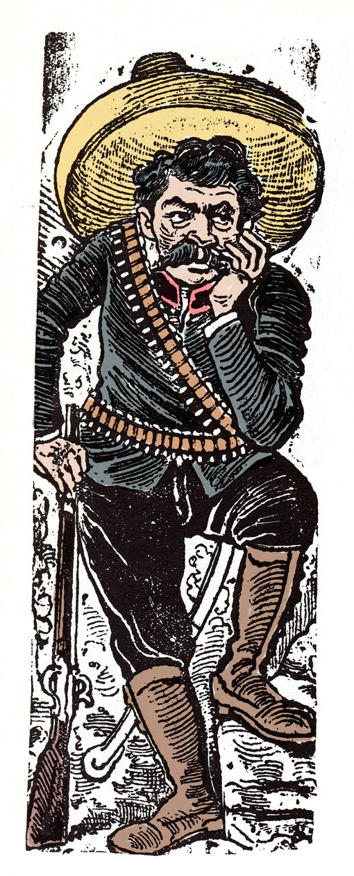 Mexická revoluce (1910-1920) - Generál Genovevo de la O, revoluční následovník - Xylografie od Jose Guadalupe Posada (1852-1913) od José Guadalupe Posada
