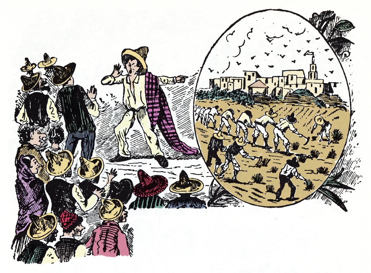 Mexická revoluce (1910-1920): příběh tvrdé práce jednoho z dělníků ve Valle Nacional, cca 1908 - Xylografie od Jose Guadalupe Posada (1852-1913) od José Guadalupe Posada
