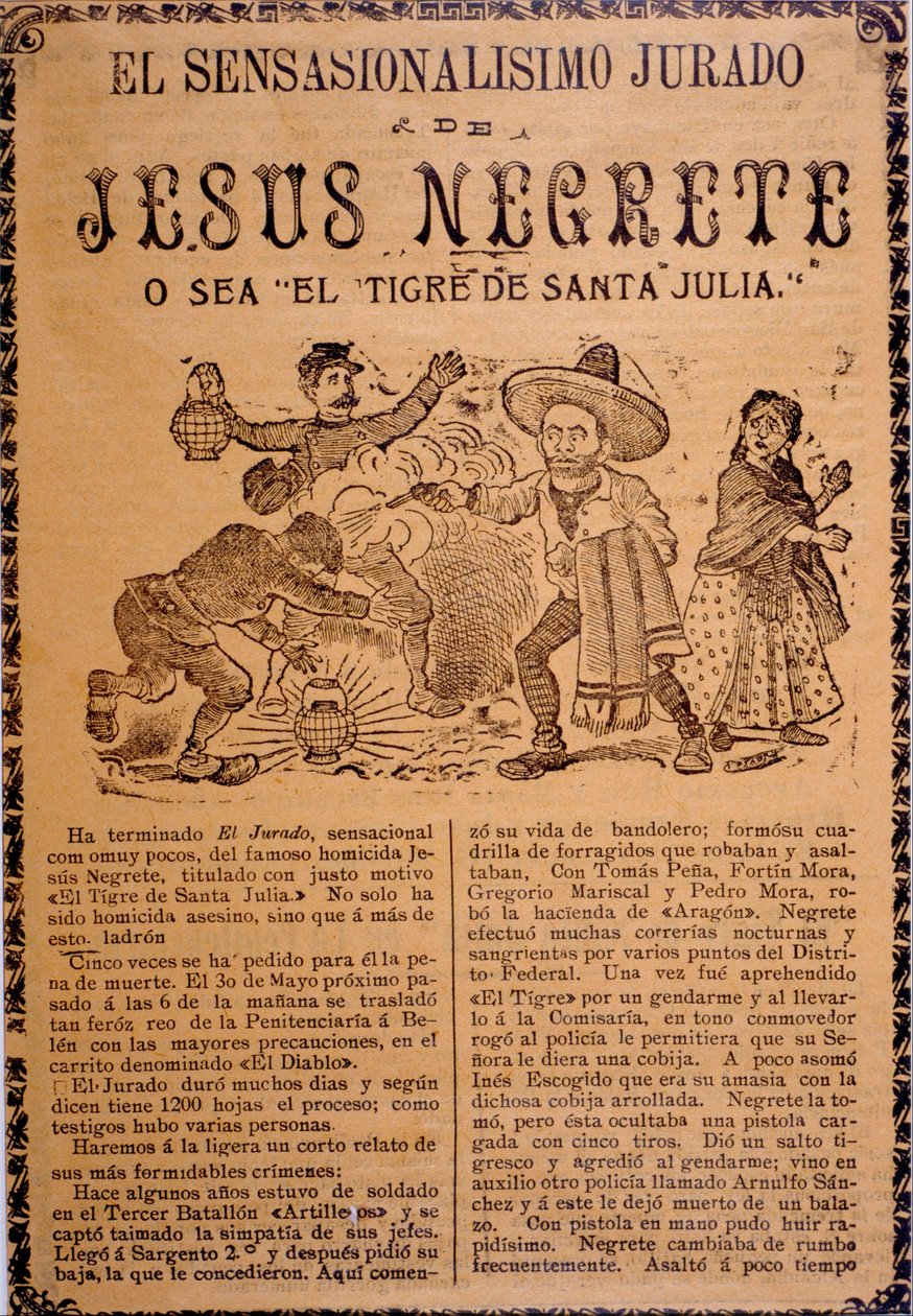 Velmi senzační spiknutí Jesúse Blacka, aka, Tygr ze Santa Julie od José Guadalupe Posada