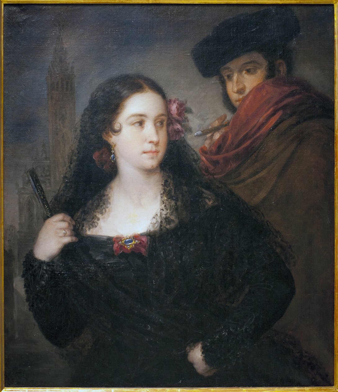 Pár příjemných lidí. Obraz Jose Gutierrez de la Vega (1791-1865), olej na plátně, kolem roku 1830. Muzeum výtvarných umění v Seville, Španělsko. od José Gutiérrez de la Vega