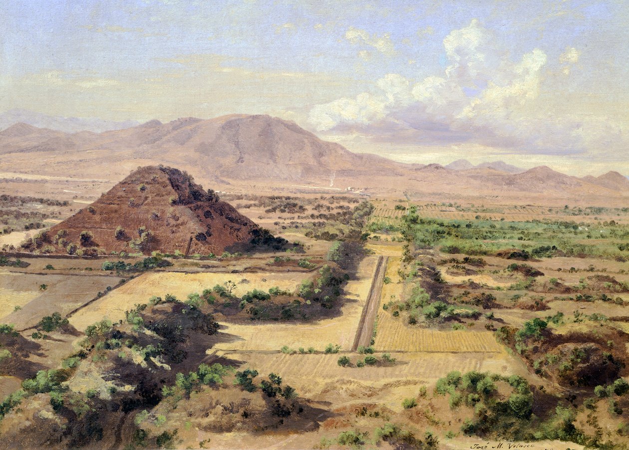 Pyramida Slunce v Teotihuacánu, Mexiko od José María Velasco