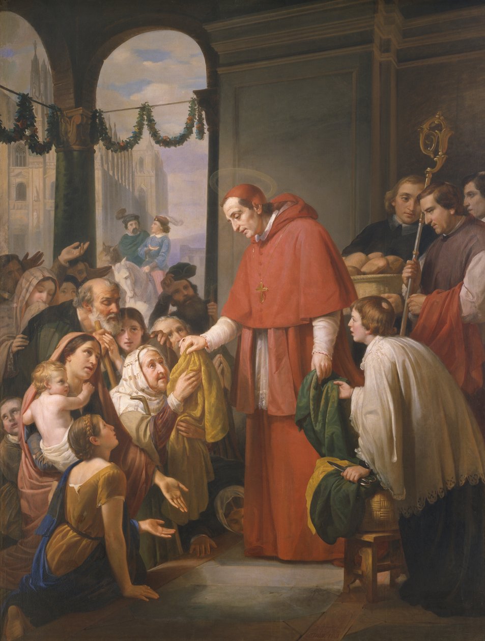 Svatý Karel Boromejský, arcibiskup milánský, rozdává almužnu chudým, 1853 od José Salomé Pina