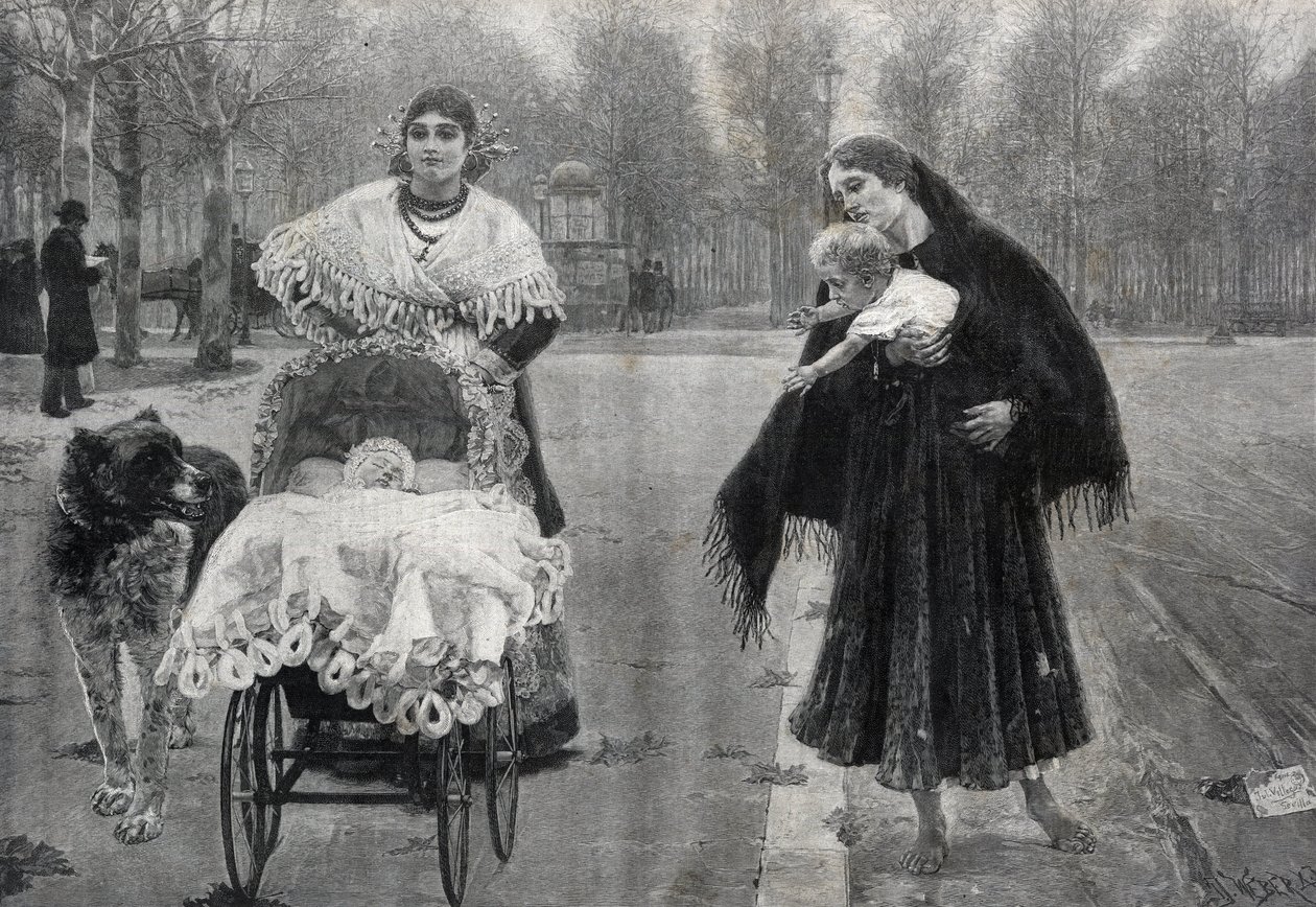 V Tuileries Garden v Paříži - Kontrast - rytina podle obrazu Jose Villegas Cordero (1844-1921) od Jose (after) Villegas y Cordero