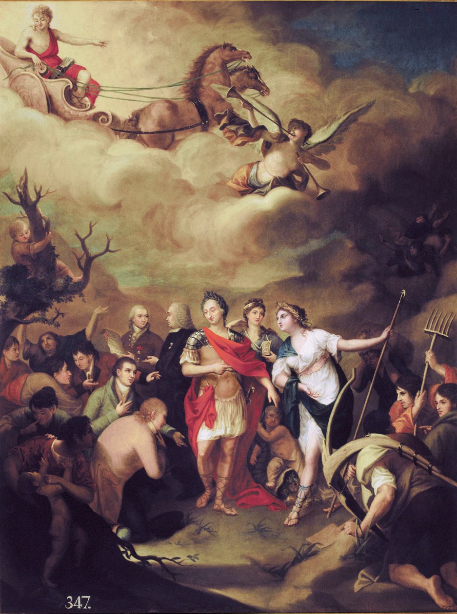 Karel III. předává osadníkům země Sierra Morena (v Andalusii, Španělsko). od Jose Alonso del Rivero