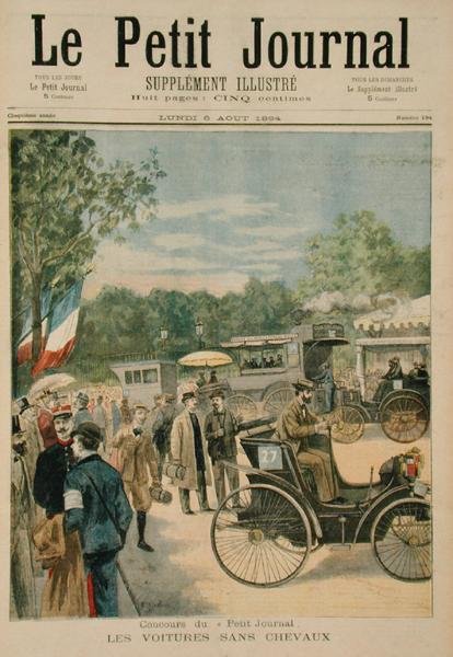 Kočáry bez koní, titulní strana Le Petit Journal, 6. srpna 1894 od Jose Belon