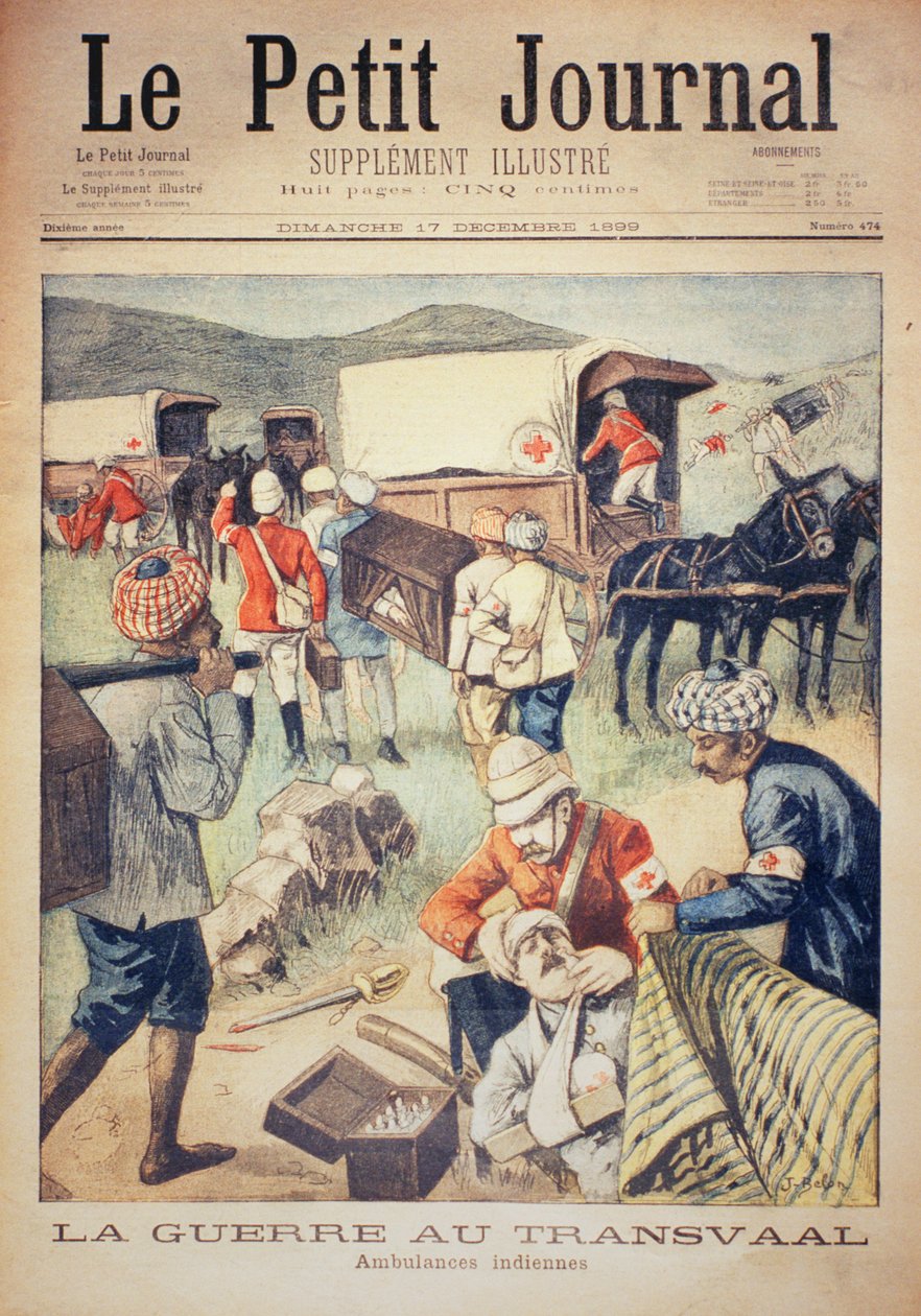 The War in the Transvaal: Indian Ambulances, přední obálka Le Petit Journal, 17. prosince 1899 od Jose Belon