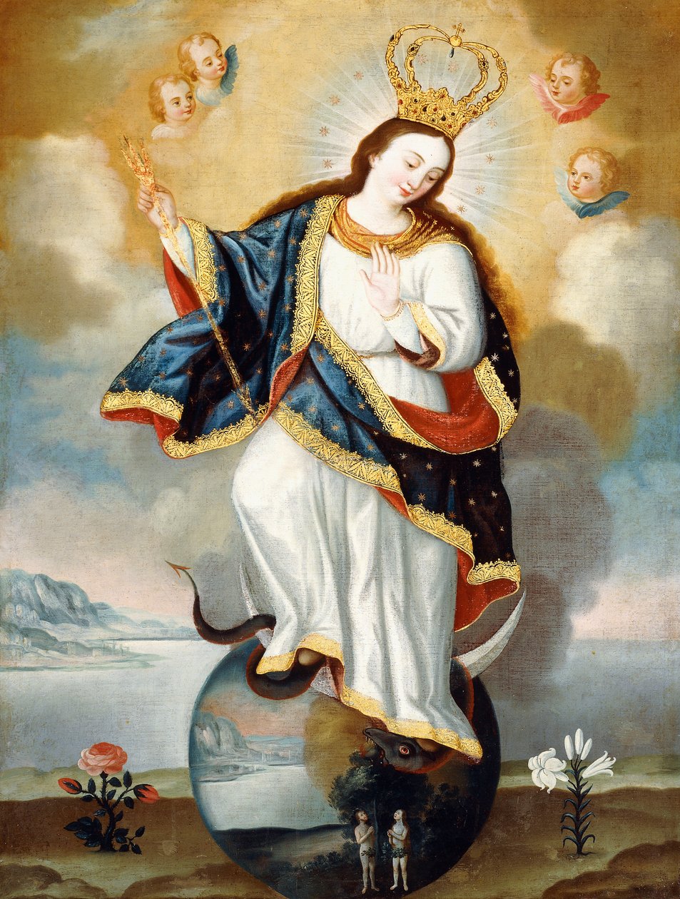 Apokalyptická panna z Quita, kolem roku 1775 (olej na plátně) od Jose Cortez de Alcocer