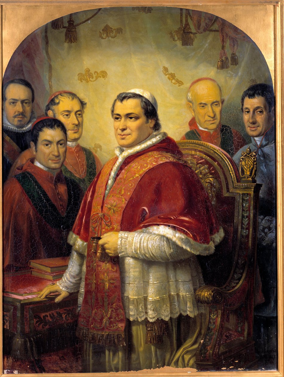 Portrét papeže Pia IX. (1792-1878) obklopující jeho kardinály Obraz od Jose Galofre y Coma (1819-1877) 1847 Sun. 1,43x1,08 m od Jose Galofre Y Coma