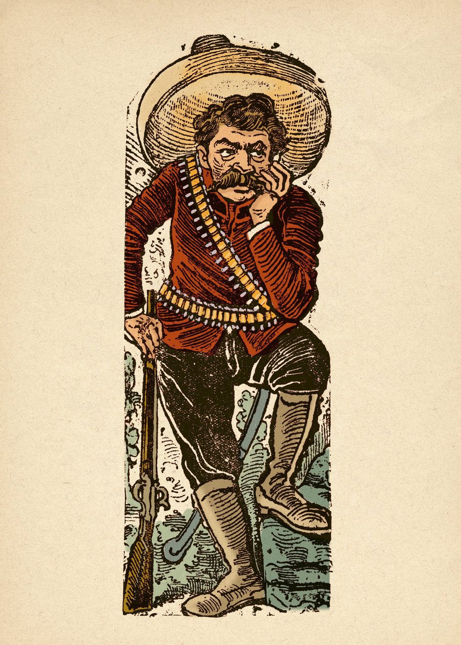 "Genoveva O". Portrét revolucionáře Genoveva O (1876-1952) pod velením Emiliana Zapaty (1879-1919) Mexiko 1910-1912 od Jose Guadalupe Posada