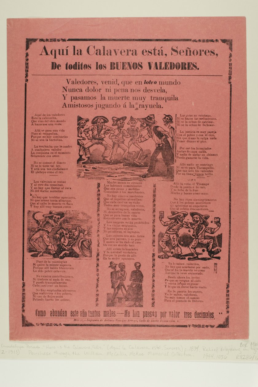 Hier sind die Calavera-Leute, alle guten Verteidiger od José Guadalupe Posada