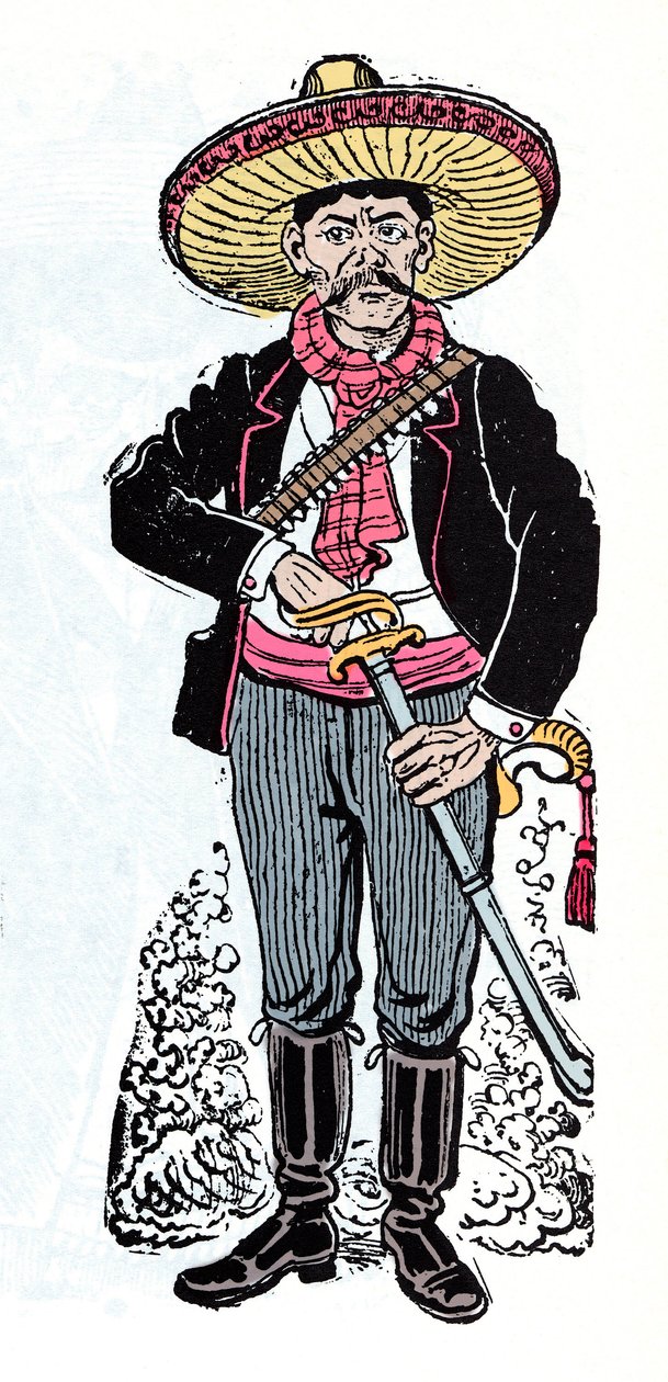 Mexická revoluce (1910-1920) - Salazar Amador Revoluční stoupenec Emiliana Zapaty - Xylografie od Jose Guadalupe Posady (1852-1913) od José Guadalupe Posada