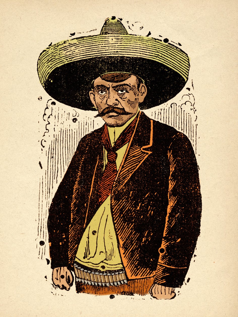 Mexická revoluce - Emiliano Zapata, kolem 1910-1912 (xylografie) od José Guadalupe Posada